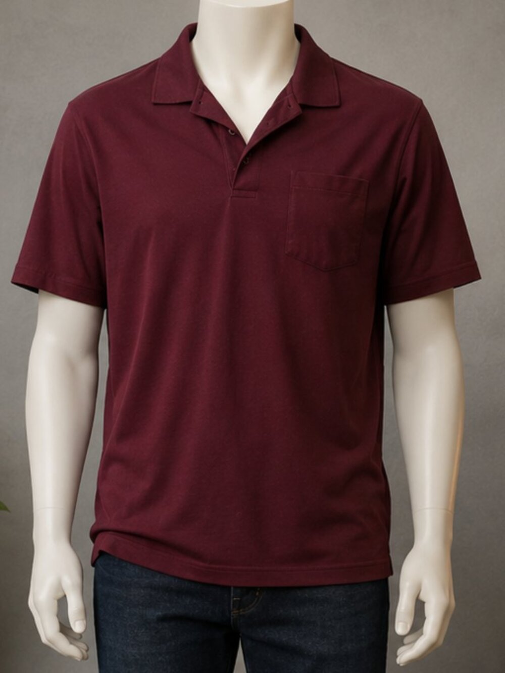 CornerStone Burgundy Polo Shirt with Pocket – Men’s Size M